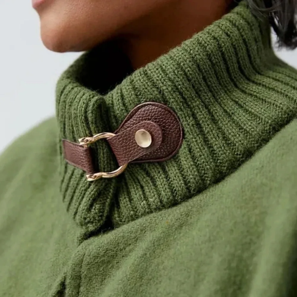 Anthropologie Fringed Funnel Neck Cape - Picture 3 of 3